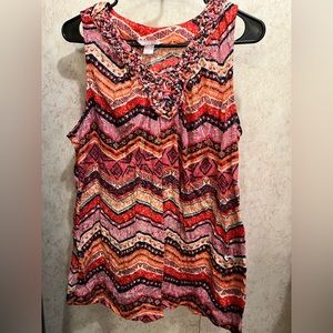 Women’s chevron orange & blue tank top size L